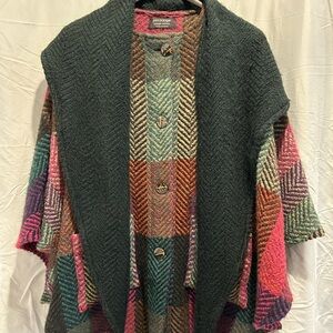 John Branigan Weavers Tina Cape in Mulberry with attached scarf